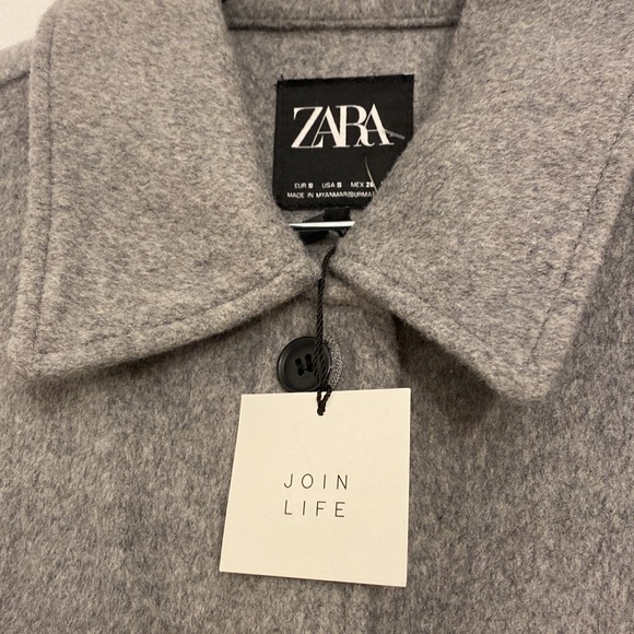 ZARA Long Overshirt Jacket  Wool Blend Coat Bloggers Favorite Gray - Picture 8 of 9